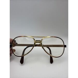 Vintage Safilo Aviator Eyeglasses Frames Gold Tortoise Double Bridge Italy 58/17